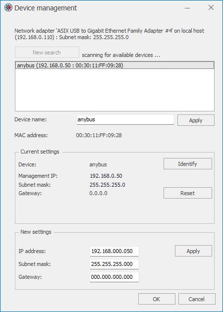 Select and configure PROFINET device