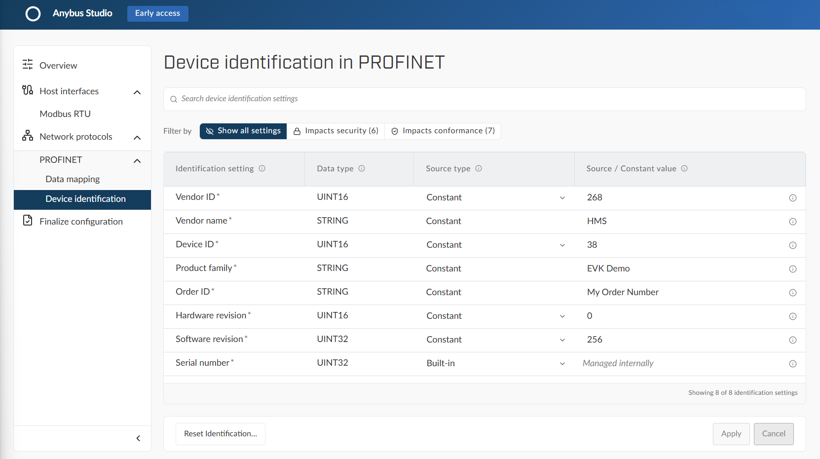 PROFINET Identification example