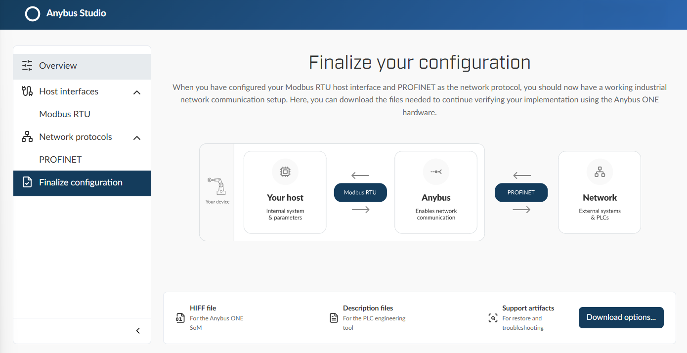 Finalize page, download configuration files