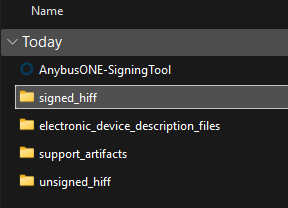 Signed HIFF located in configuration files folder