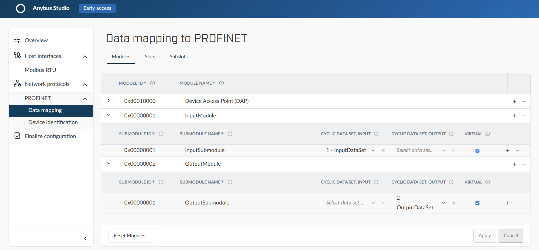 RROFINET Modules example