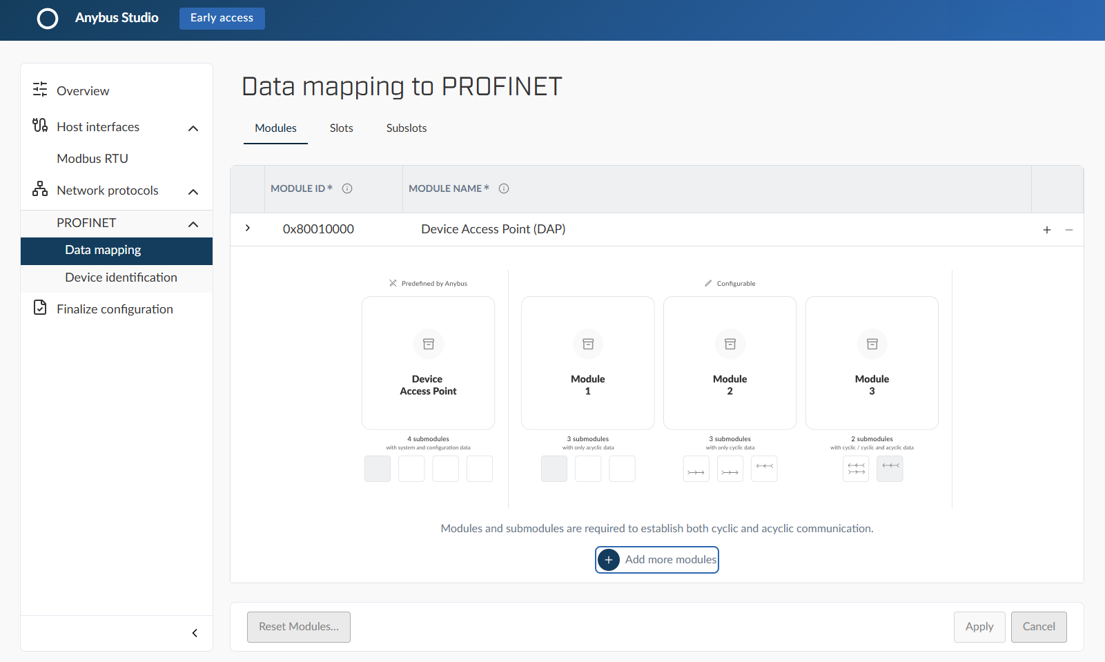 Network protocols, Data mapping to PROFINET